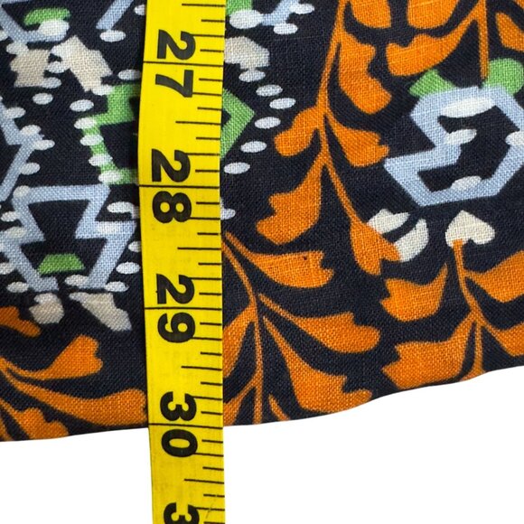 Trina Turk Geometric Floral Print Tunic Top Dress Orange Navy 3/4 Sleeve M - Picture 3 of 4